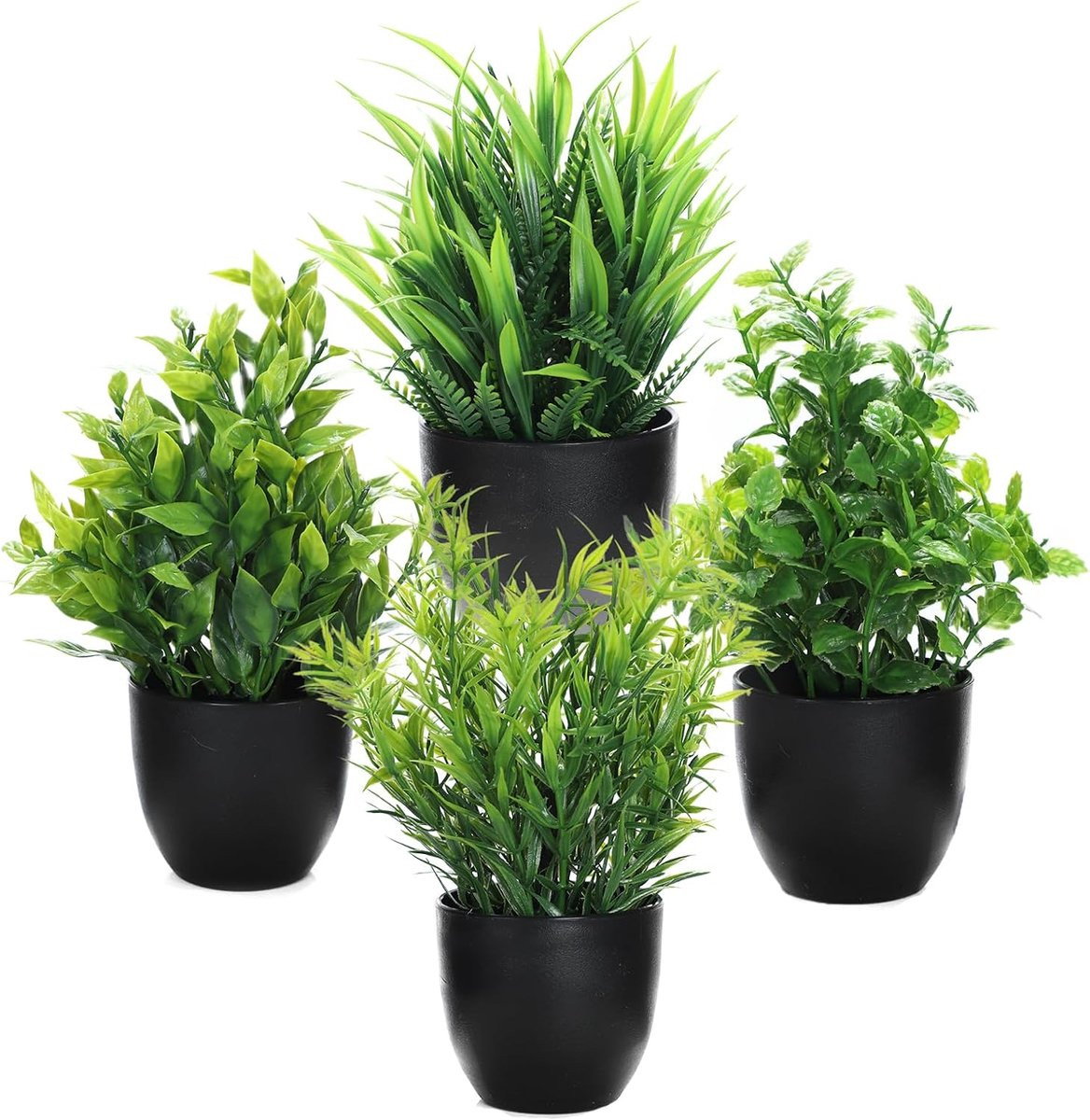 Set van 4 kleine kunstplanten in pot voor interieurdecoratie