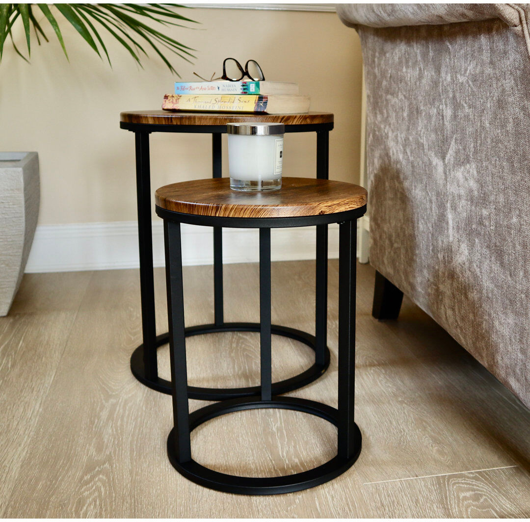 Zipcode Design Donna Frame Nesting Tables Vintage/Black 54cm H X 40cm W X 40cm D