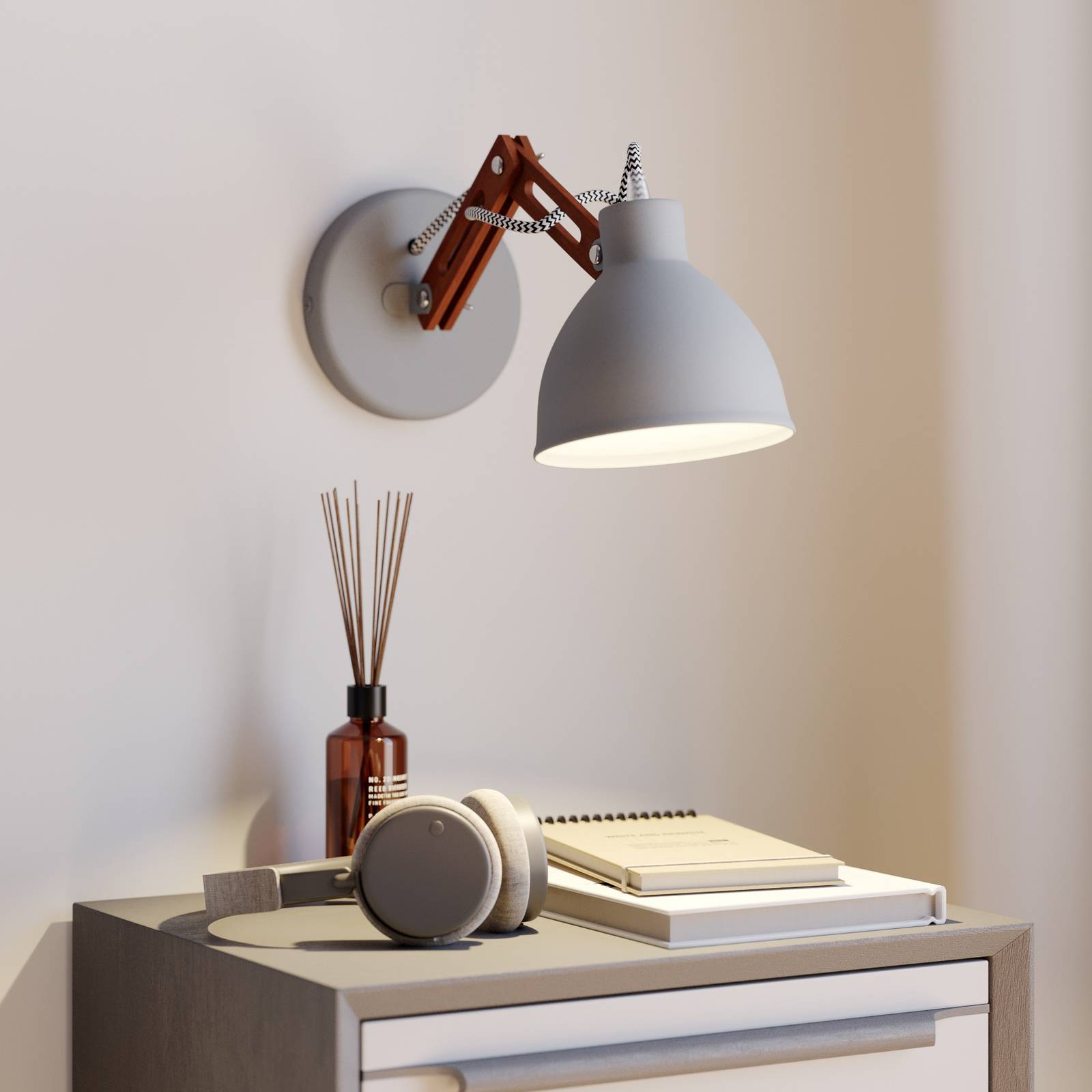 Wandlampe Skansen Lamkur, dimmbar, Holz dunkel, für Wohn- / Esszimmer, Holz, Industrielles Design, Wandleuchte, Wandlampe Innen