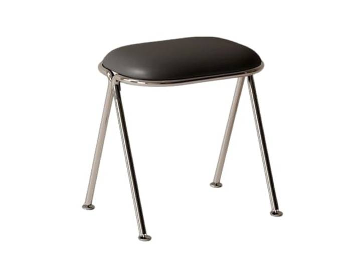 Moderner Schminkhocker Aus Pu-Leder, Rechteckiger Schminkstuhl Beine aus Edelstahl, gepolsterter Ottoman, geeignet for Schlafzimmer, Wohnzimmer, Eingangsbereiche und kleine(Black)