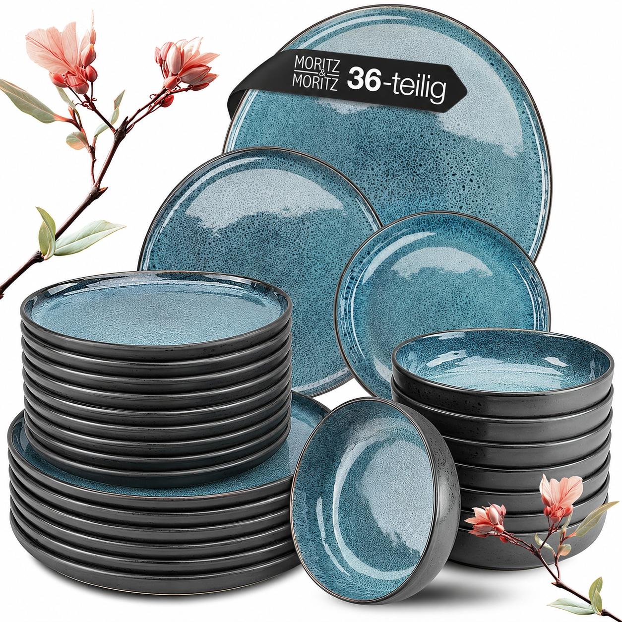 Moritz & Moritz ORGANIC reaktiv blau Geschirrset 36 tlg.