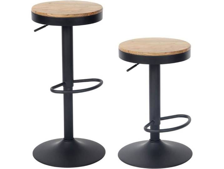 Tabouret de Bar en Bois - Rust[66] - Style Vintage - Hauteur Réglable