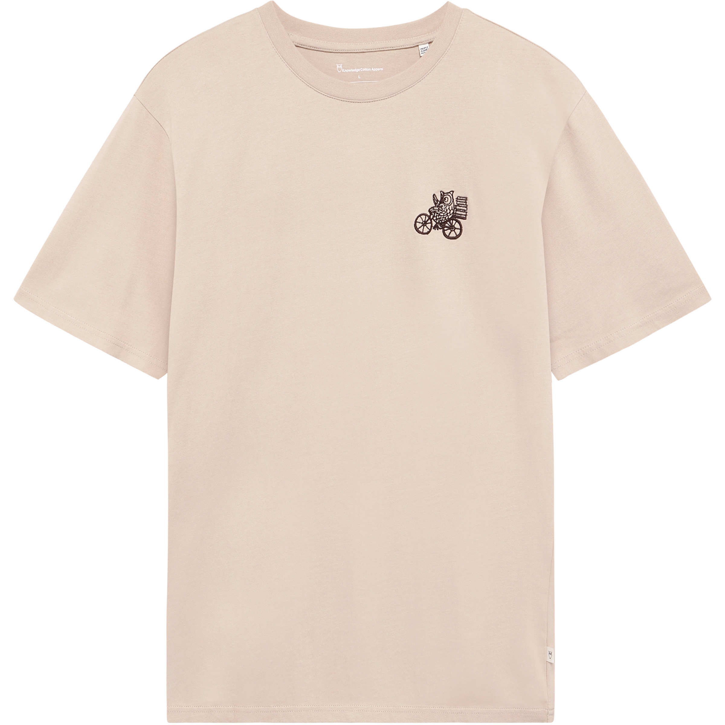 KnowledgeCotton Apparel Chest Embroidery Herren T-Shirts beige Größe M Lifestyle Hautfreundlich