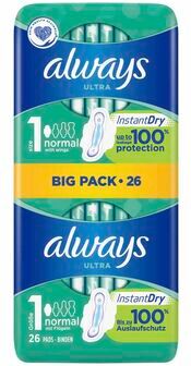 Always Ultra Pads Normal (Size One) - 26 Pack