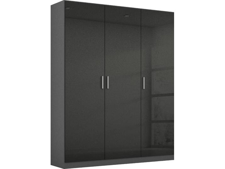 Drehtürenschrank, Holzwerkstoff, graumetallic, 136×197 cm, 3 Türen, Landhaus, Rauch