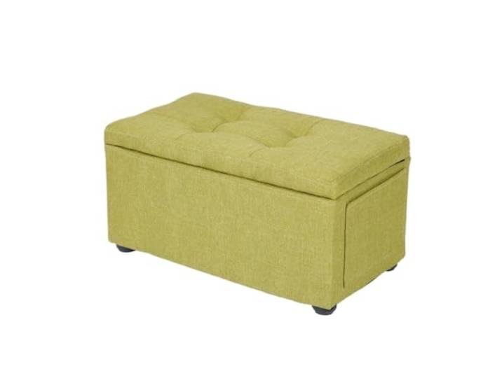 DANNMPX Sitzhocker Wohnzimmer Multifunktionaler Fußhocker, Verstecktes Staufach, Seitentasche Zusätzliche Sitzplätze(Grün)