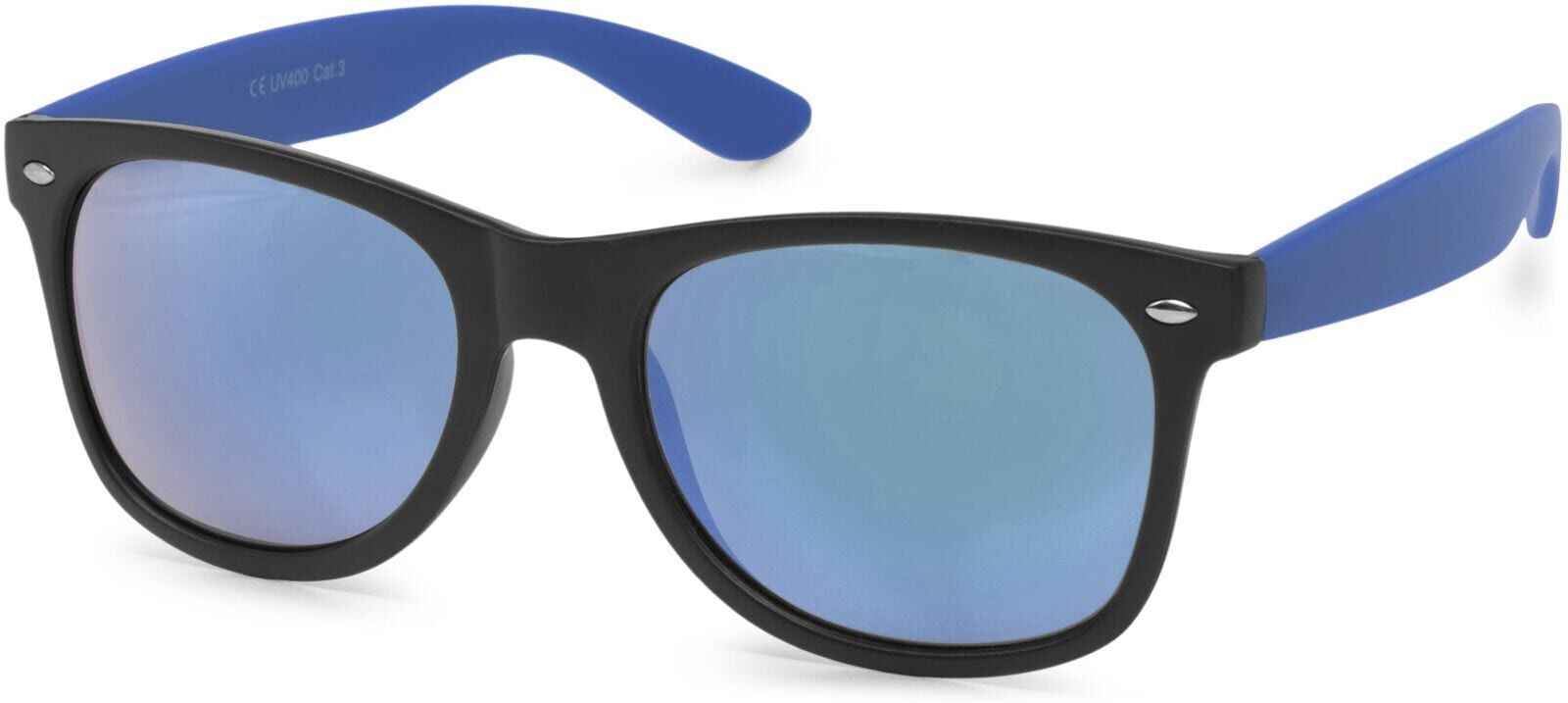 Wayfarer STYLEBREAKER "Nerd Sonnenbrille mit Rechteckigen Gläsern", Herren, blau (gestell schwarz, blau matt, glas blau), Modisch, Sonnenbrillen Wayfarer