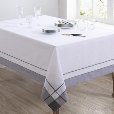 Saro Lifestyle Classic Border Detail Tablecloth with Clean Tailored Edges, Soft Durable Fabric for Refined Everyday Dining