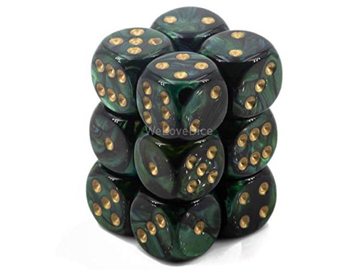 D6 16mm Jade w/Gold (12)