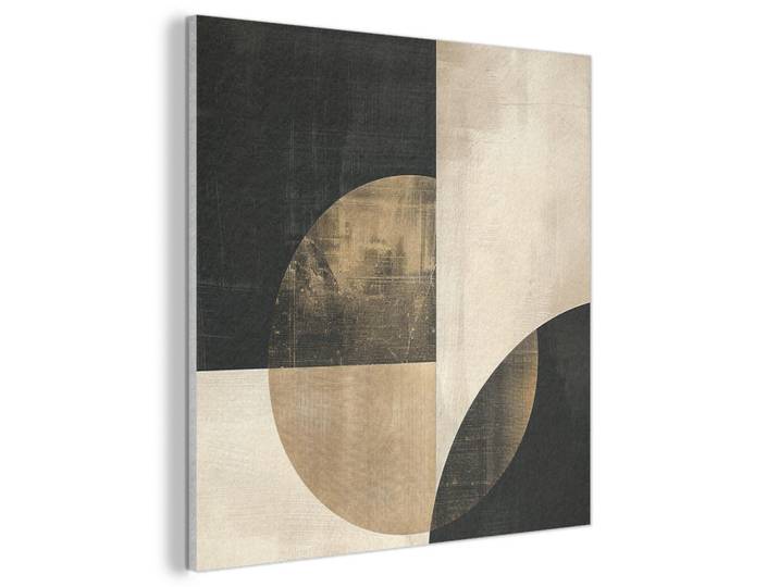 MuchoWow Akustikbild - Abstrakt - Geometrische Formen - Schwarz - Gold - 60x60, Ecru, Kunststoff, Quadratisch, 60x60x0.9 cm, Wandverkleidung, Akustikpaneele