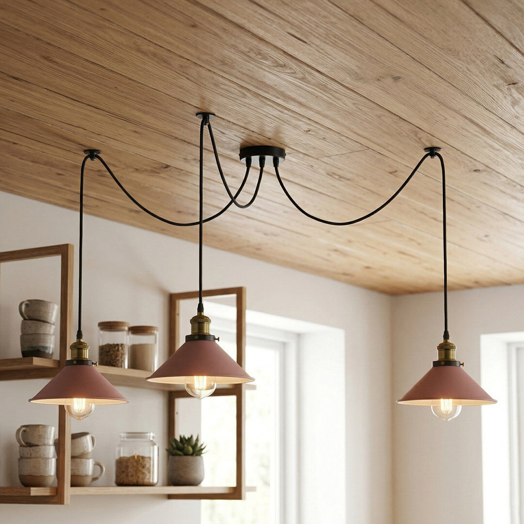 Rio 3 - Light Cone Pendant Pink 20cm H X 20cm W X 20cm D