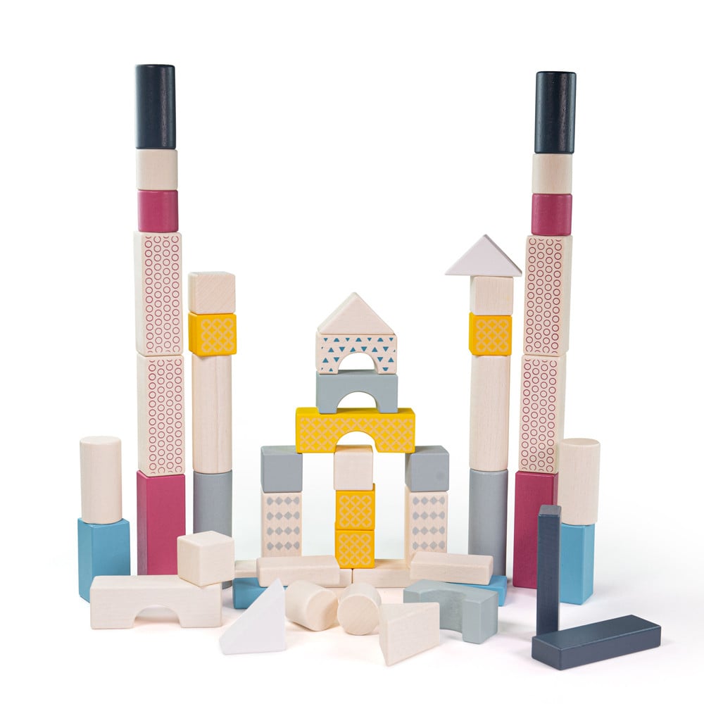 Bigjigs Toys trommel met 50 blokken