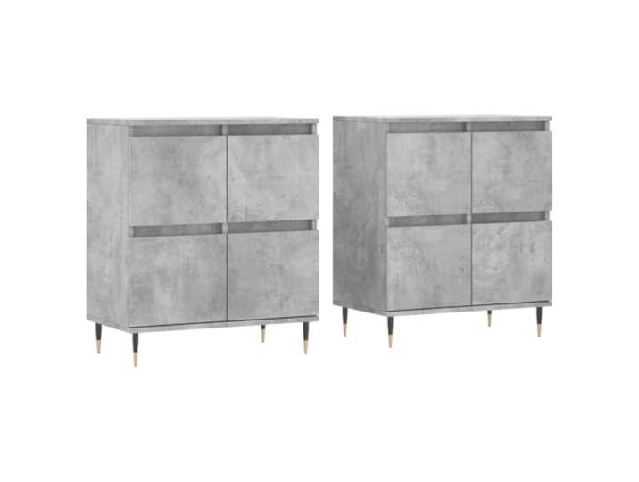 Helloshop26 Buffet Bahut Kommode Schrank Aufbewahrungsschrank Organizer Küche Wohnzimmer 2 Stück Holz Grau 02_0036872