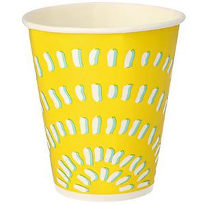 Papstar Trinkbecher 14774, gelb, Pappe, Einweg, mit Füllstrich, 0,3 l, 100 Stück