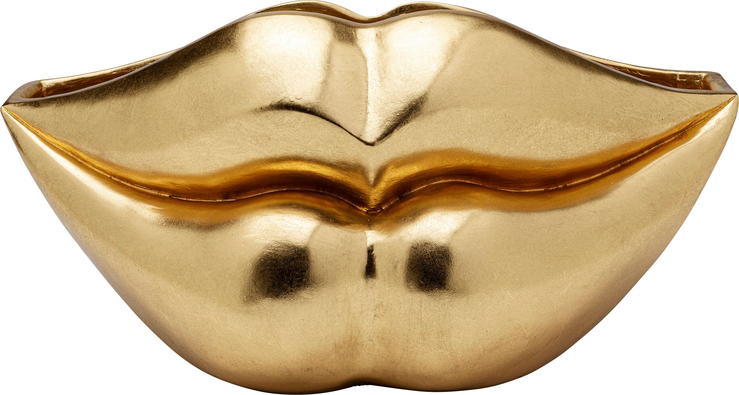 Dekovase KARE DESIGN "Lips Gold 30cm", gold, B:56cm H:29cm T:27cm, Polyresin (Kunststein), Vasen, Dekovase gold B/H/T: 56cm x 29cm x 27cm