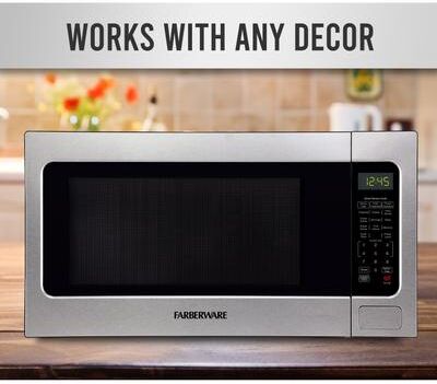 Farberware Professional 2.2 Cu. Ft. 1200-Watt Microwave Oven with Smart Sensor Cooking, Stainless Steel