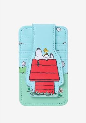 Women's Peanuts Snoopy Woodstock Doghouse Card Holder Wallet ID Window Slim Case by Peanuts in Blue (Size ONE SIZE)