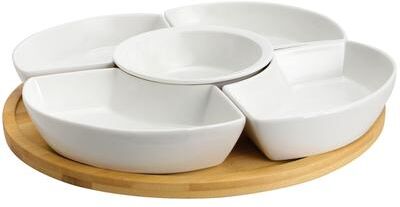 Elama 6 Piece Appetizer Serveware for Snacks and Condiments - 12.25 x 12.25