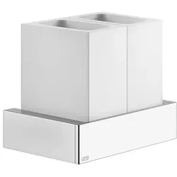 Gessi Rettangolo Accessoires Doppel-Glashalter zur Wandmontage, Becher weiß, 20810706, Farbe: Metall Schwarz PVD
