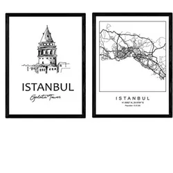 POSTER Set Mit 2 Städte Denkmäler Istanbul Galataturm A3 Rahmenlos