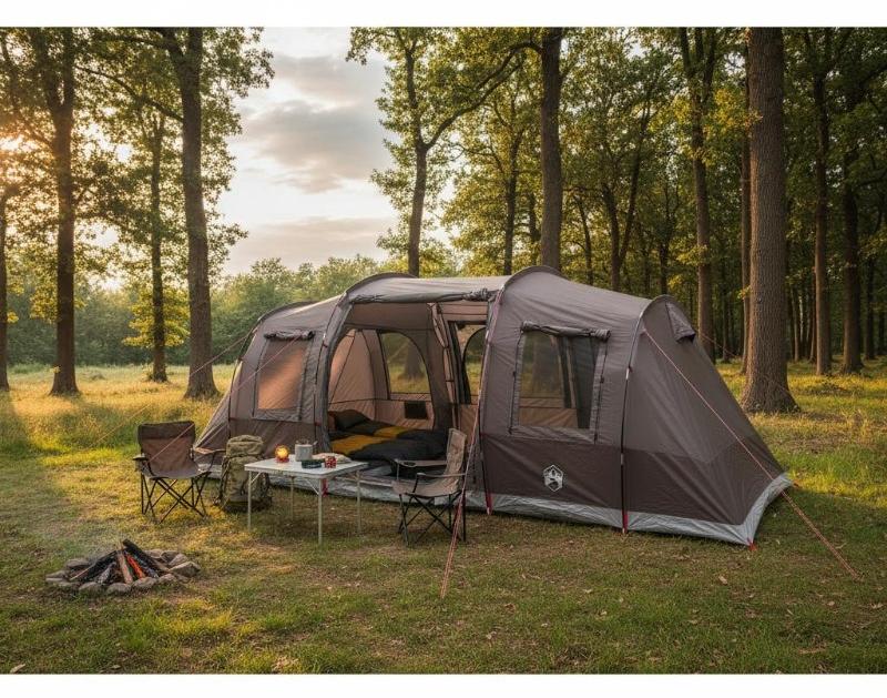 Tunnelzelt, Olivgrün - Wasserdichtes Polyester - 4 Personen - Leicht - Für Camping und Outdoor-Aktivitäten