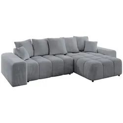 ECKSOFA Ottomane rechts ENIL-L 297x189x68 Hellgrau Velours