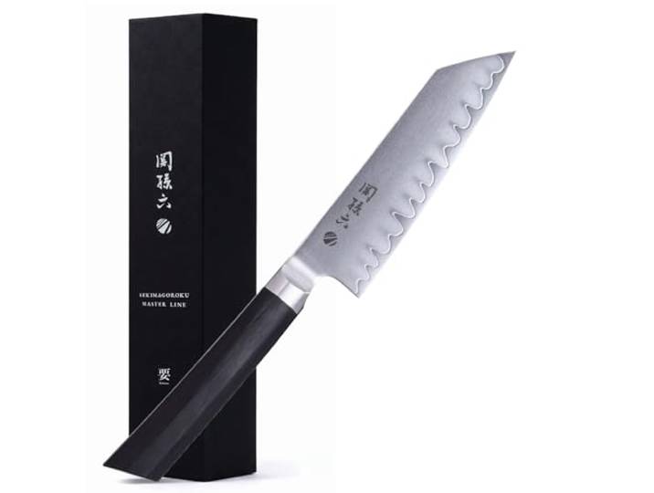KAI Seki Magoroku Kaname Kiritsuke 12 cm Klingenlänge - VGXeos-Stahl aus 3-Lagenstahl geschmiedet 60-62 HRC - Pakkaholzgriff schwarz - Made in Japan handgefertigt -japanisches Küchenmesser Kochmesser