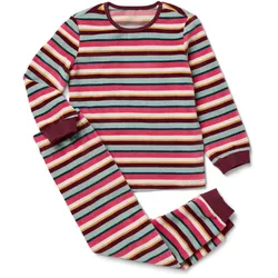 Tchibo - Kinder-Nicki-Pyjama - Mädchen - Gr. 98/104 - weinrot/gestreift