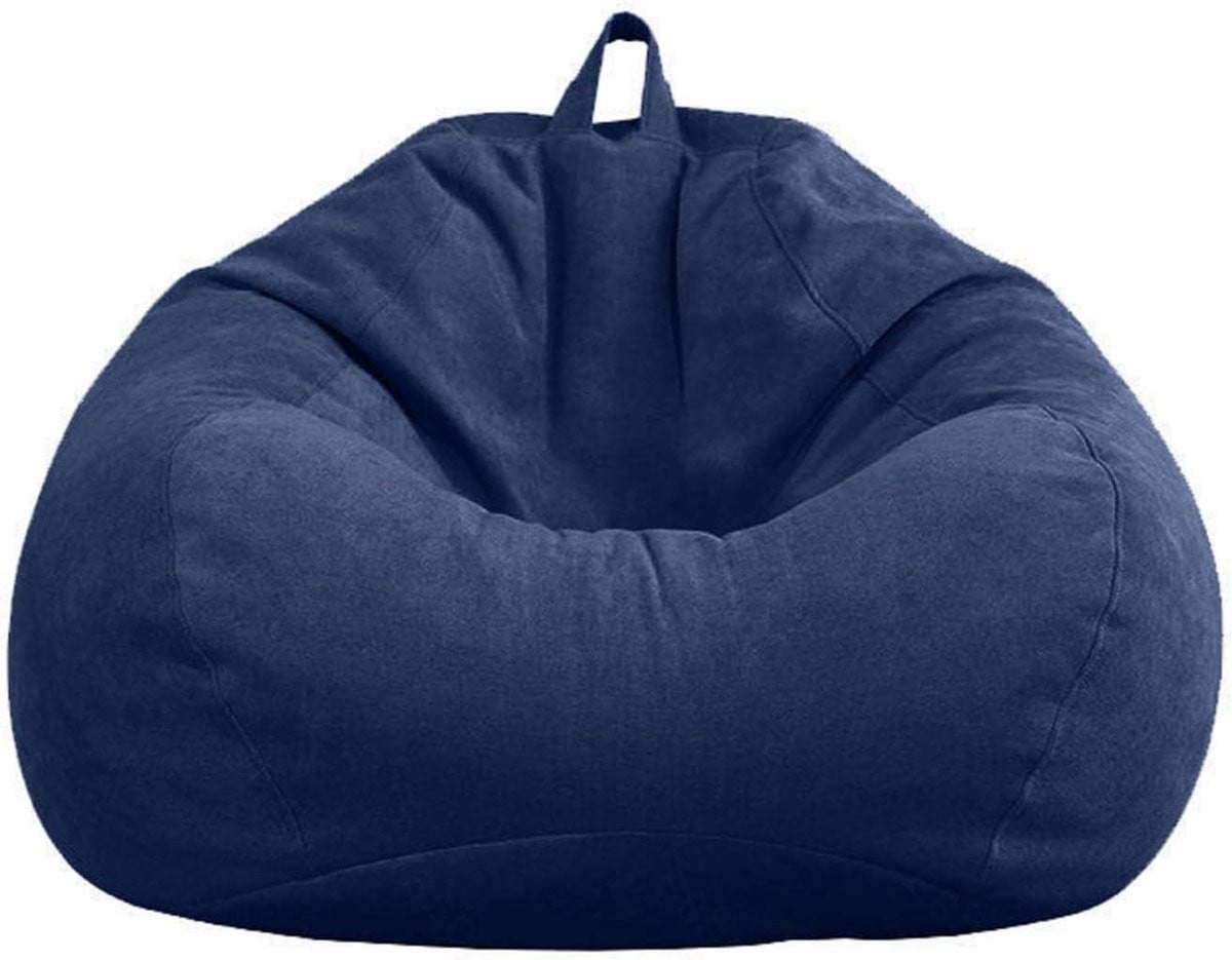 Donkerblauwe zitzak stoel met afneembare hoes, 110 x 130 cm