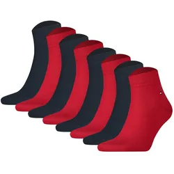 TOMMY HILFIGER Herren Quarter Socken, 8er Pack - Sneaker, Unifarben Dunkelblau/Rot / 43-46