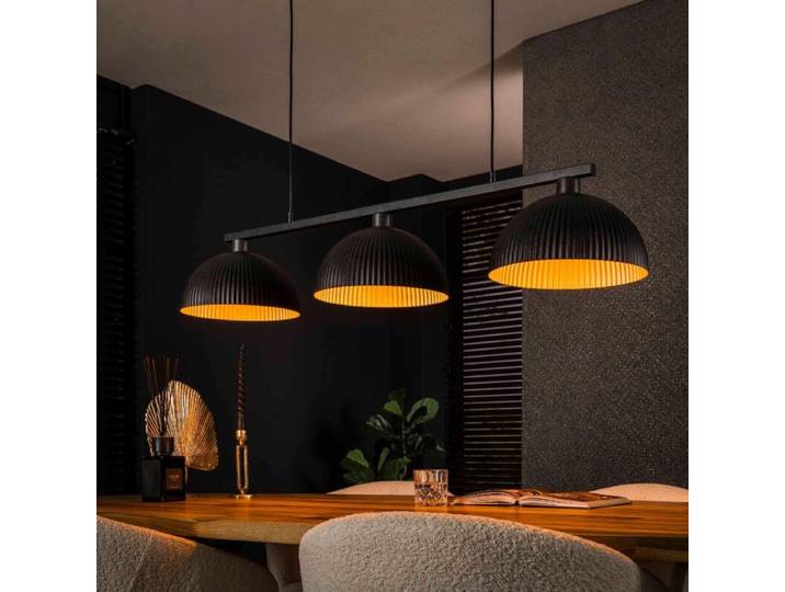 Liadomo Pendelleuchte Artha, Metallstab, goldene Innenseite Indu