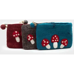 Natural Felt Zipper Pouches - Wild Mushrooms