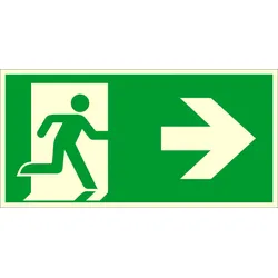 SafetyMarking® Rettungszeichen-Aufkleber Notausgang rechts 30 cm x 15 cm