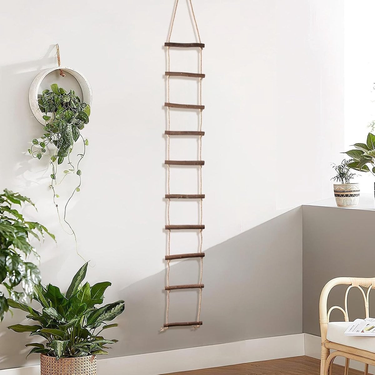 Houten touwladder voor klimplanten en wanddecoratie, B: 15 cm, H: 120 cm