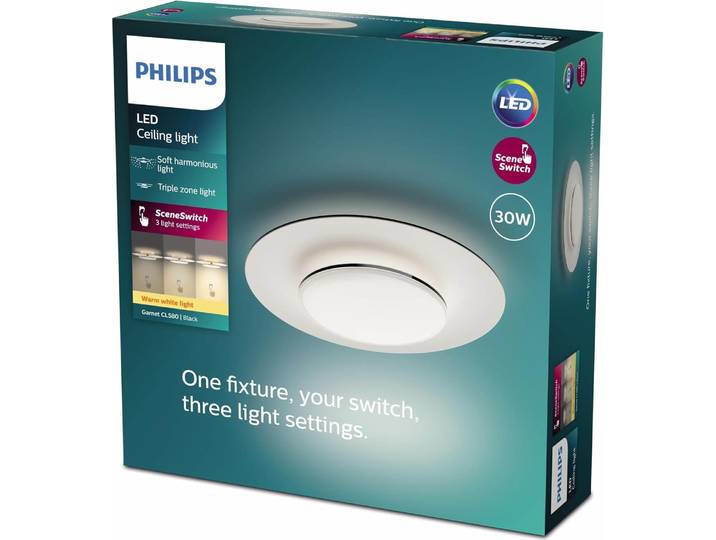 Philips Garnet Plafonnier - noir - 27K - 30W