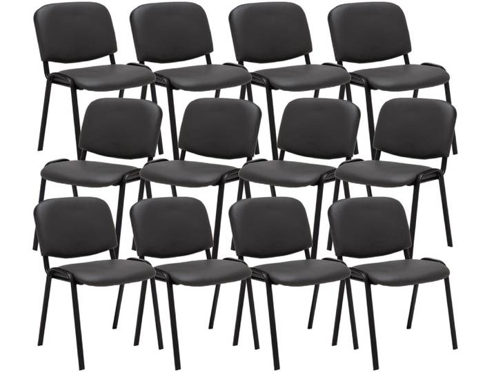Lot de 12 chaises de visiteurs en similicuir Gris