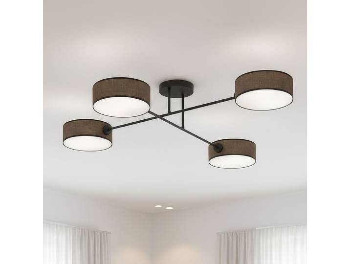 Deckenleuchte Maga Typ A 96 x 22 x 96cm Braun/Braun 4 Mischgewebe E14