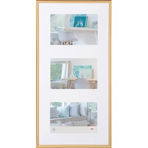 walther-design Bilderrahmen New Lifestyle KV338G, Collage, 13 x 18 cm, für 3 Bilder, Echtglas, Kunststoffrahmen, gold