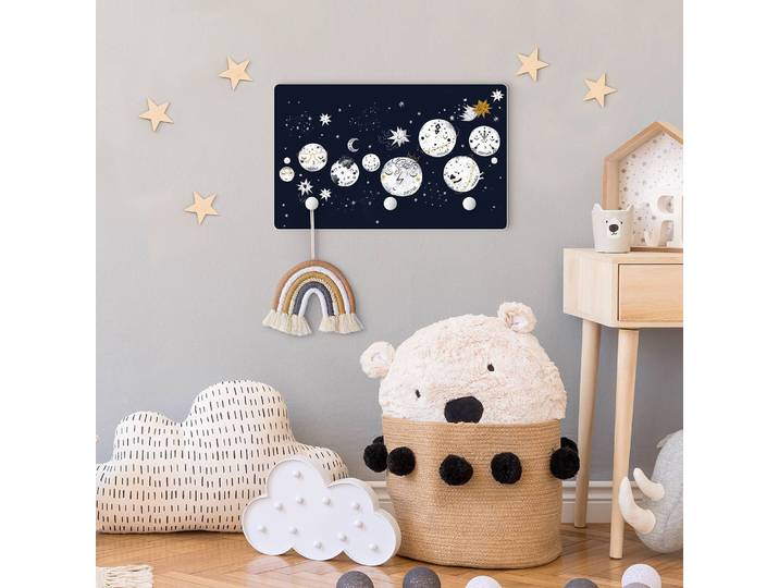 Kindergarderobe Planetenparty 40 x 25 x 1cm Blau/Weiß