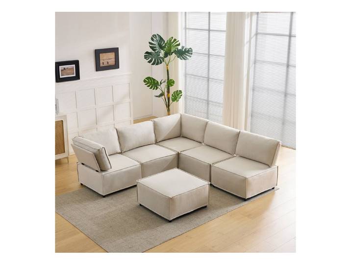 STILVORA Ecksofa Halbkomprimiertes Sofa aus Holz vielseitiges Relaxsofa, Frei kombinierbar, hautfreundlich, atmungsaktiv, bequem, für Wohnzimmer, Gästezimmer, Apartment, Familienbereich