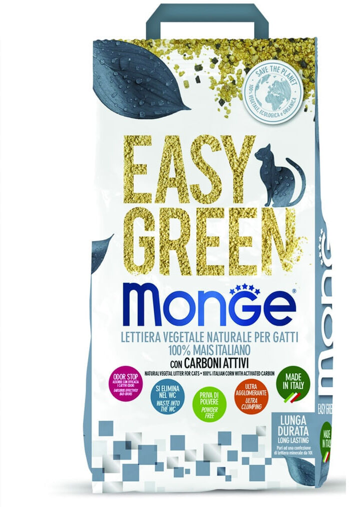 Kit Risparmio 3x10L Monge Lettiera Vegetale Easy Green MAIS CARBONI ATTIVI