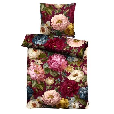 Bettwäsche APELT "Daphne", bunt (bordeauxrot), B/L: 135cm x 200cm, 1 Stk., 1 Stk., Satin (Bio-Baumwolle), B/L: 80cm x 80cm, 2, Satin (Bio-Baumwolle), Bezug: 100% Baumwolle, Bettwäsche, Bettwäsche, Bettwäsche-Set mit Reißverschluss, Baumwoll-Satin,...