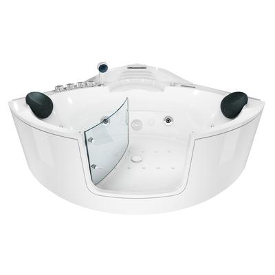 AcquaVapore Whirlpool Pool Badewanne Eckwanne Wanne W60H-TH 140x140cm mit Tür Walk-in-Pool passive Schlauch-Reinigung