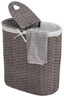 "Seville Classics Handwoven Lidded Oval Double Laundry Hamper, 22.75"" W x 13"" L x 24"" H"