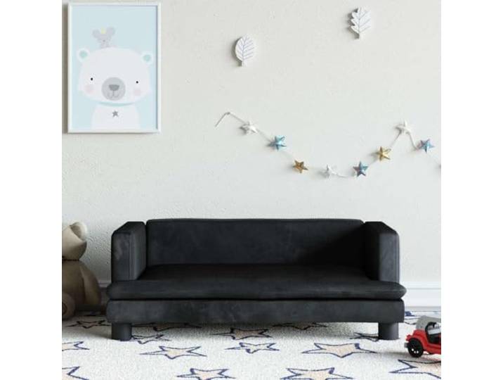 KQWQERT Kindersofa Samt - Minisofa für Kinderzimmer, Schwarz, 80x45x30 cm Massiver Kiefernholzrahmen, Weiche Schaumstoffpolsterung, Alter 3-6 Jahre