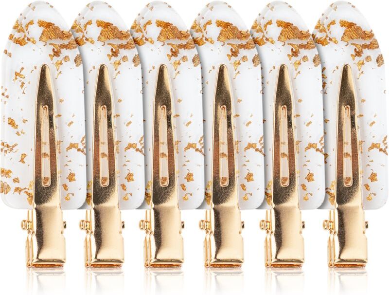 Brushworks Gold Flake No Crease Clips barrettes à cheveux transparent 6 pcs