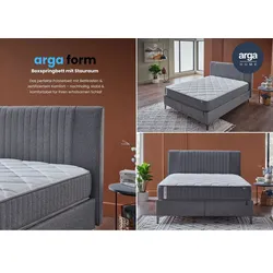 Arga Home Boxspringbett "ARGAFORM" mit Stauraum, mit Bettkasten & 25 cm 5-Zonen-Federkernmatratze - Hellgrau