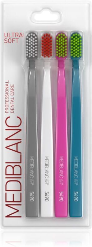 MEDIBLANC 5490 Ultra Soft Zahnbürsten Ultraweich Grey, White, Pink, Blue 4 St.