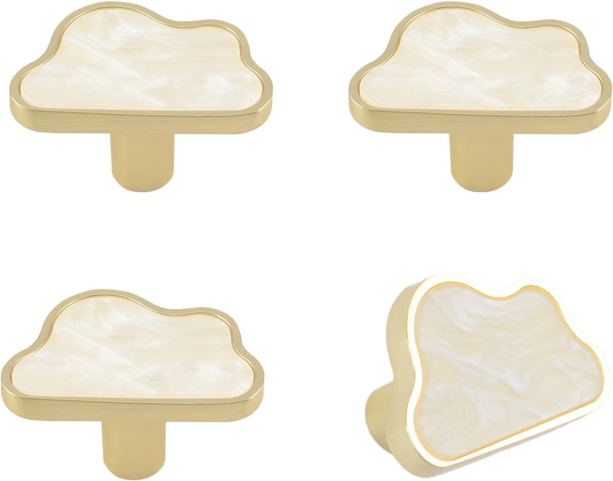 Set van 6 luxe cloudvorm kastknoppen in shell wit voor meubels