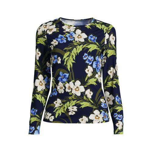 Schnelltrocknendes UPF 50 Sonnenschutz-Badeshirt für Damen, Damen, size: regular, Blau, Nylon-Mischung, by Lands' End